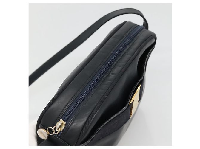 Borsa a Spalla Vala in Pelle Blu Navy Oro di Salvatore Ferragamo Auth bs22996 D'oro - vista 6