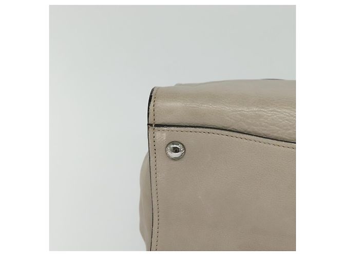 PRADA Borsa a mano in pelle 2 vie Beige Argento Auth am7940 - vista 14
