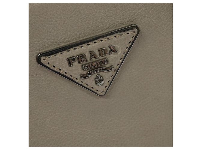 PRADA Borsa a mano in pelle 2 vie Beige Argento Auth am7940 - vista 18