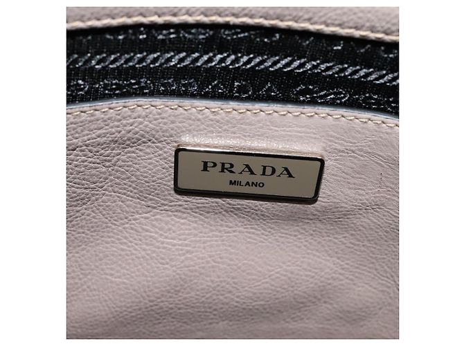 PRADA Borsa a mano in pelle 2 vie Beige Argento Auth am7940 - vista 19