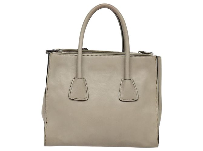 PRADA Borsa a mano in pelle 2 vie Beige Argento Auth am7940 - vista 3
