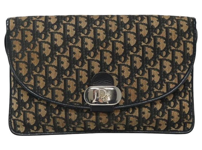 Borsa a spalla in tela Trotter Christian Dior blu navy Auth KD091 - vista 13