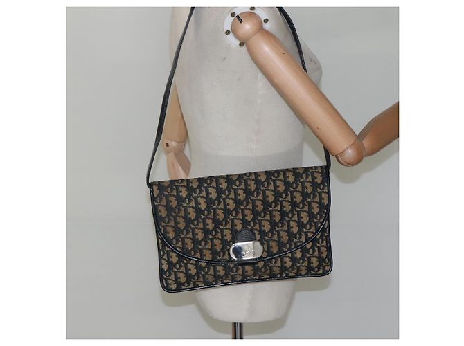 Borsa a spalla in tela Trotter Christian Dior blu navy Auth KD091 - vista 20