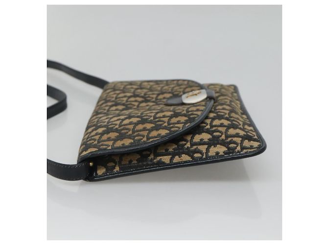 Borsa a spalla in tela Trotter Christian Dior blu navy Auth KD091 - vista 4