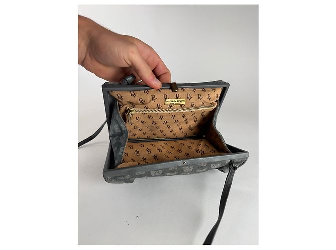 Jodie Vintage Bottega Veneta Wildleder Monogramm Tasche Grau - Ansicht 16