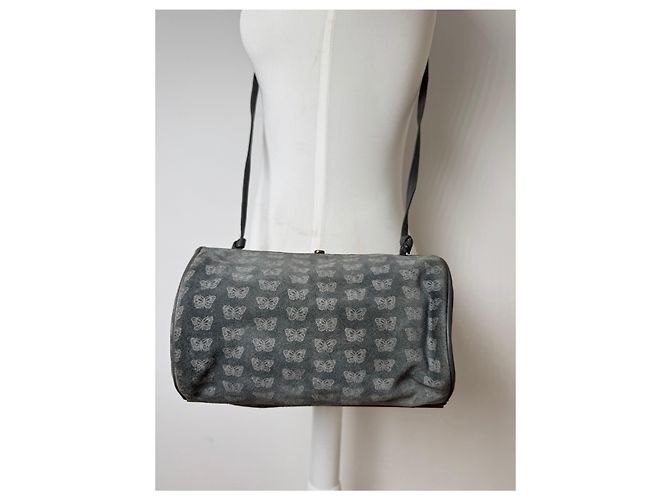 Jodie Vintage Bottega Veneta Wildleder Monogramm Tasche Grau - Ansicht 17