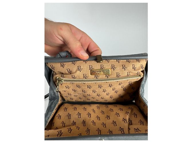 Jodie Vintage Bottega Veneta Wildleder Monogramm Tasche Grau - Ansicht 2