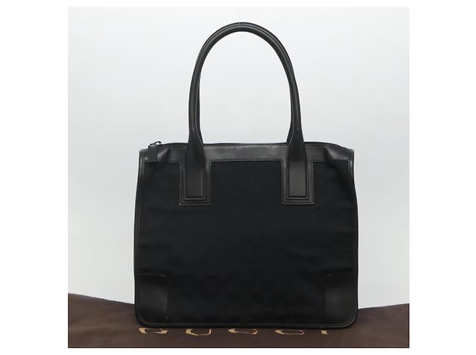 Borsa Tote in Canvas GG GUCCI Outlet Nero Oro 000 0855 00 2113 Auth am7878 - vista 12