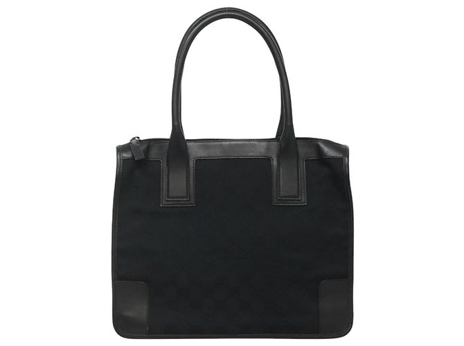 Borsa Tote in Canvas GG GUCCI Outlet Nero Oro 000 0855 00 2113 Auth am7878 - vista 13