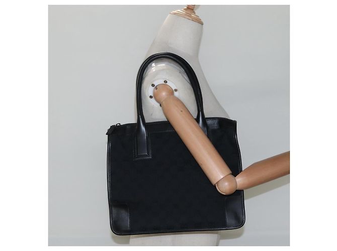 Borsa Tote in Canvas GG GUCCI Outlet Nero Oro 000 0855 00 2113 Auth am7878 - vista 22