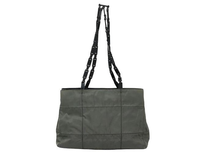 PRADA Borsa Tote in Nylon Plastica Grigio Nero Auth ep7577 Marrone - vista 13