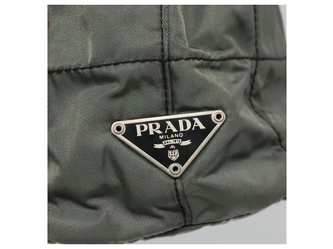 PRADA Borsa Tote in Nylon Plastica Grigio Nero Auth ep7577 Marrone - vista 17