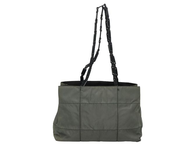 PRADA Borsa Tote in Nylon Plastica Grigio Nero Auth ep7577 Marrone - vista 2