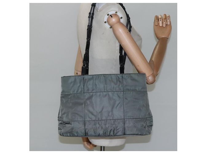 PRADA Borsa Tote in Nylon Plastica Grigio Nero Auth ep7577 Marrone - vista 24
