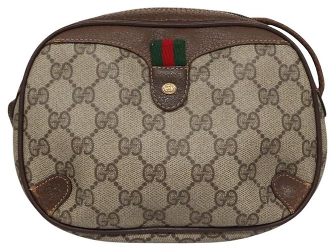 GUCCI GG Supreme Web Sherry Line Borsa a Spalla PVC Beige Rosso Auth 99180 - vista 13