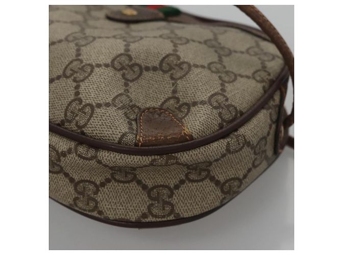 GUCCI GG Supreme Web Sherry Line Borsa a Spalla PVC Beige Rosso Auth 99180 - vista 15