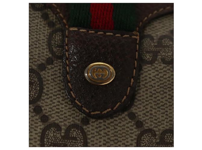 GUCCI GG Supreme Web Sherry Line Borsa a Spalla PVC Beige Rosso Auth 99180 - vista 18