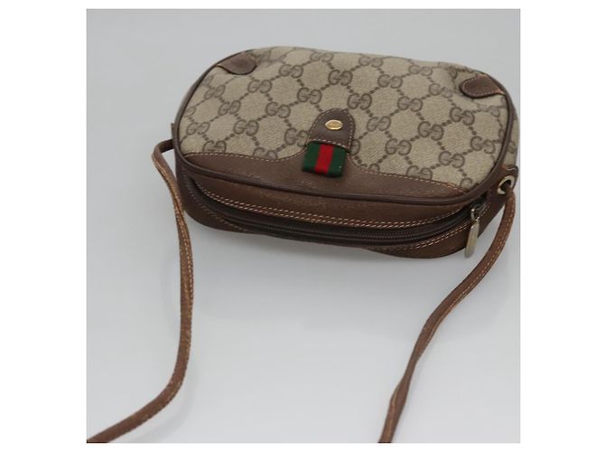GUCCI GG Supreme Web Sherry Line Borsa a Spalla PVC Beige Rosso Auth 99180 - vista 6