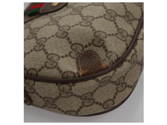 GUCCI GG Supreme Web Sherry Line Borsa a Spalla PVC Beige Rosso Auth 99180 - vista 8
