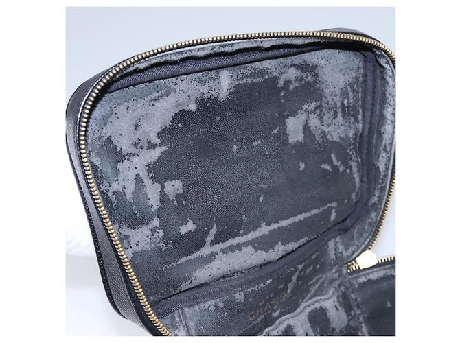 CHANEL COCO Marca Pochette Vanity Pelle Caviar Nera Oro CC Auth yk17517 Nero D'oro - vista 10