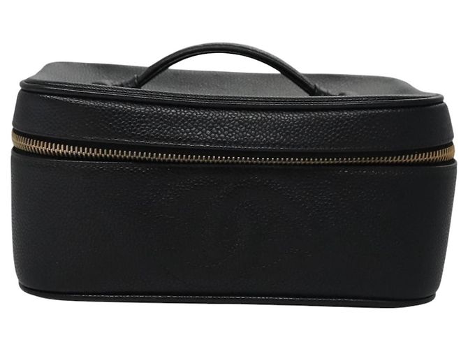 CHANEL COCO Marca Pochette Vanity Pelle Caviar Nera Oro CC Auth yk17517 Nero D'oro - vista 13