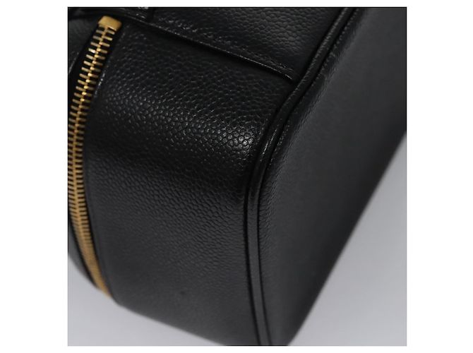 CHANEL COCO Marca Pochette Vanity Pelle Caviar Nera Oro CC Auth yk17517 Nero D'oro - vista 16
