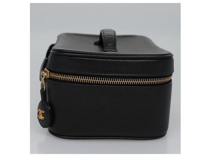 CHANEL COCO Marca Pochette Vanity Pelle Caviar Nera Oro CC Auth yk17517 Nero D'oro - vista 4