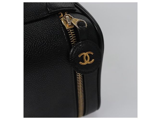 CHANEL COCO Marca Pochette Vanity Pelle Caviar Nera Oro CC Auth yk17517 Nero D'oro - vista 9