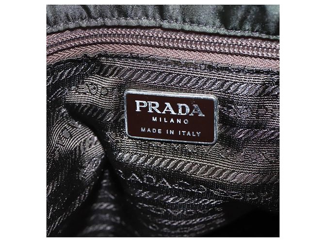 PRADA Borsa Tote Nylon Kaki Marrone Argento Auth bs22976 Cachi - vista 18