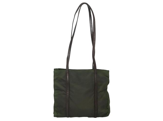 PRADA Borsa Tote Nylon Kaki Marrone Argento Auth bs22976 Cachi - vista 2