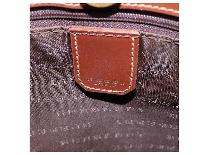 Borsa a mano in PVC beige marrone a quadri Nova di BURBERRY oro Auth BD438 D'oro - vista 17