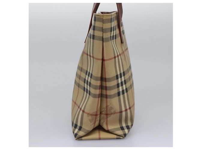 Borsa a mano in PVC beige marrone a quadri Nova di BURBERRY oro Auth BD438 D'oro - vista 3