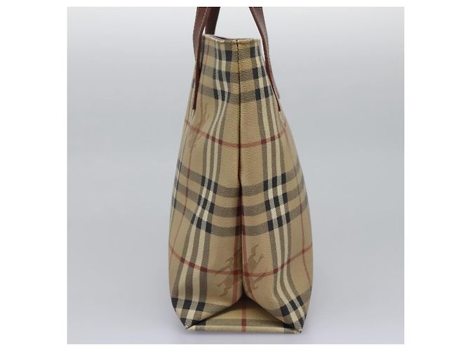 Borsa a mano in PVC beige marrone a quadri Nova di BURBERRY oro Auth BD438 D'oro - vista 4