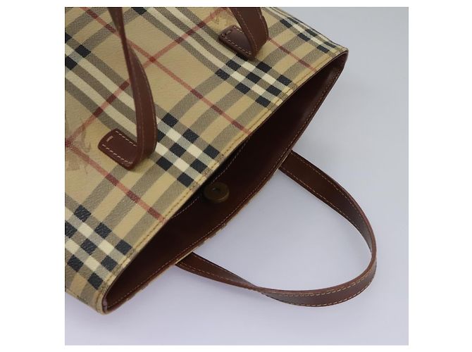 Borsa a mano in PVC beige marrone a quadri Nova di BURBERRY oro Auth BD438 D'oro - vista 6