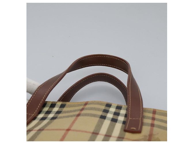 Borsa a mano in PVC beige marrone a quadri Nova di BURBERRY oro Auth BD438 D'oro - vista 8