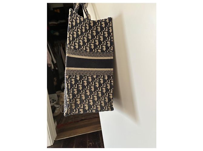 Christian Dior Book Tote Tela Blu Navy - vista 4