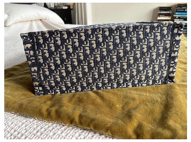 Christian Dior Book Tote Tela Blu Navy - vista 6