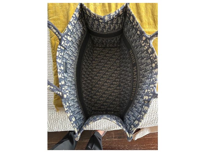 Christian Dior Book Tote Tela Blu Navy - vista 9