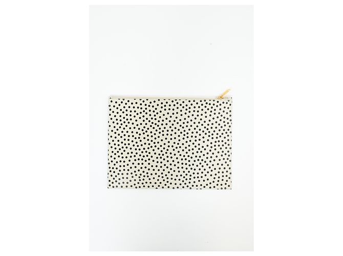 Clutch con zip a pois Saint Laurent in pelle bianca Nero - vista 11