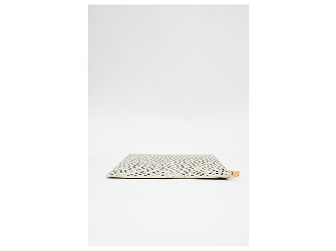 Clutch con zip a pois Saint Laurent in pelle bianca Nero - vista 12