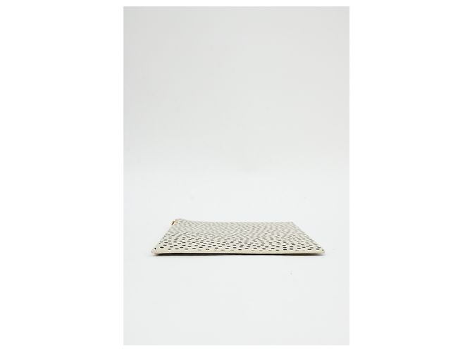 Clutch con zip a pois Saint Laurent in pelle bianca Nero - vista 13