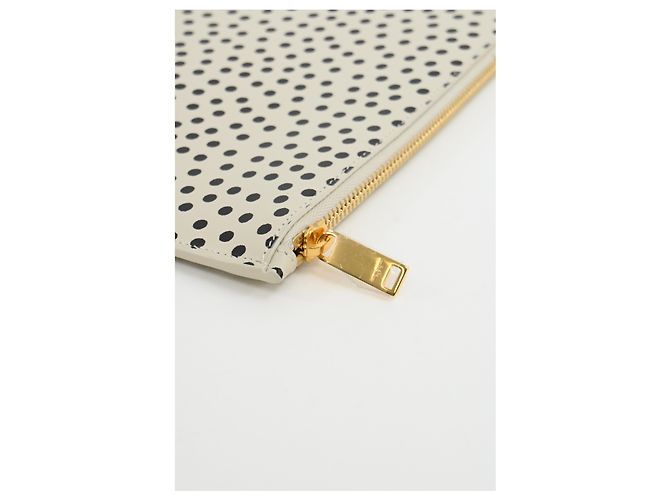 Clutch con zip a pois Saint Laurent in pelle bianca Nero - vista 16