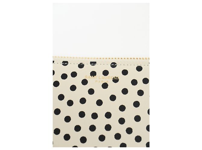 Clutch con zip a pois Saint Laurent in pelle bianca Nero - vista 17