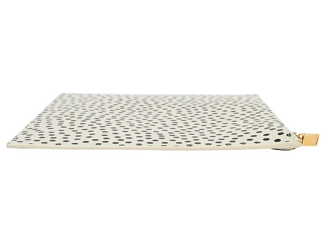 Clutch con zip a pois Saint Laurent in pelle bianca Nero - vista 3