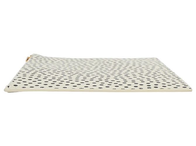 Clutch con zip a pois Saint Laurent in pelle bianca Nero - vista 4