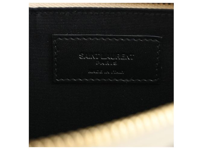 Clutch con zip a pois Saint Laurent in pelle bianca Nero - vista 6