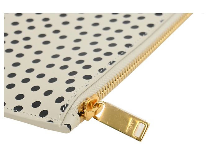 Clutch con zip a pois Saint Laurent in pelle bianca Nero - vista 7