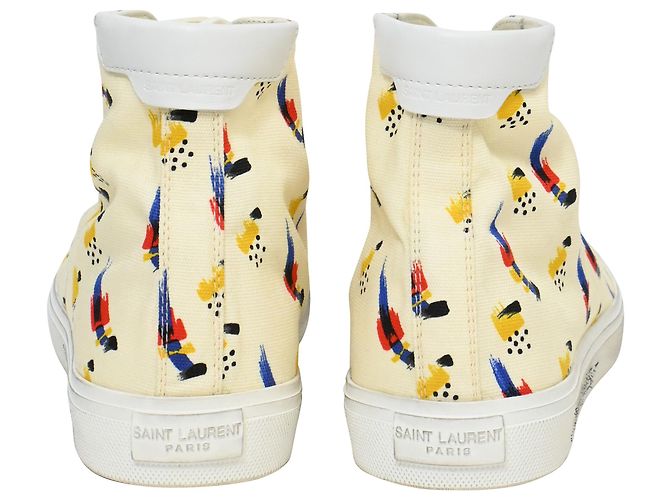 Sneakers Saint Laurent Malibu Mid Top in tela multicolore - vista 3