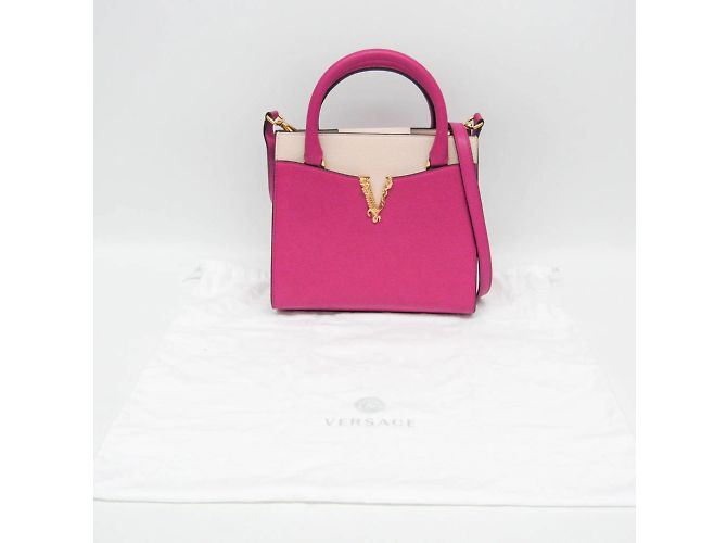 Borsa in pelle Virtus da donna di Versace Rosa Beige - vista 2