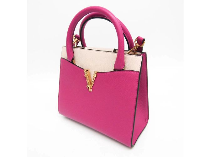 Borsa in pelle Virtus da donna di Versace Rosa Beige - vista 6